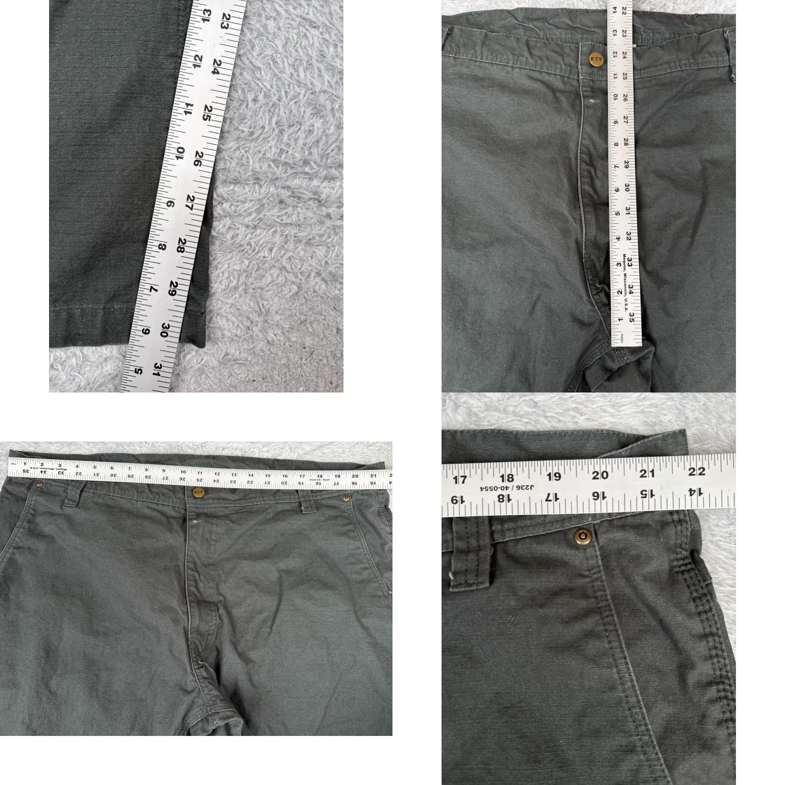 Vintage KEY Pants Men 44 Green Workwear Ripstop Cargo Cotton Durable 44x30 Size US 44 / EU 60 - 8 Thumbnail