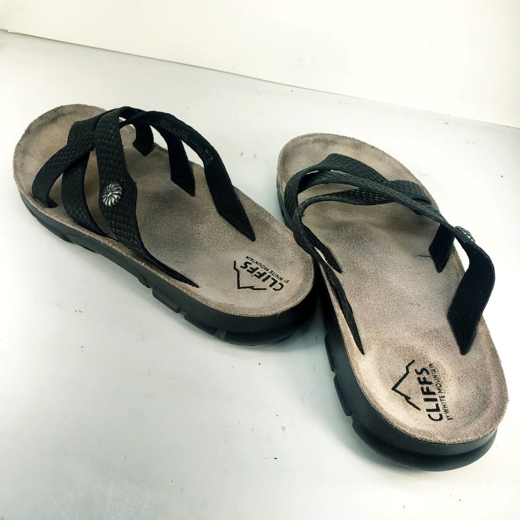Vintage Cliffs by White Mountain Banksy Black Snake Print Strappy Sandals Womens 8.5M Size US 9 / IT 39 - 6 Thumbnail
