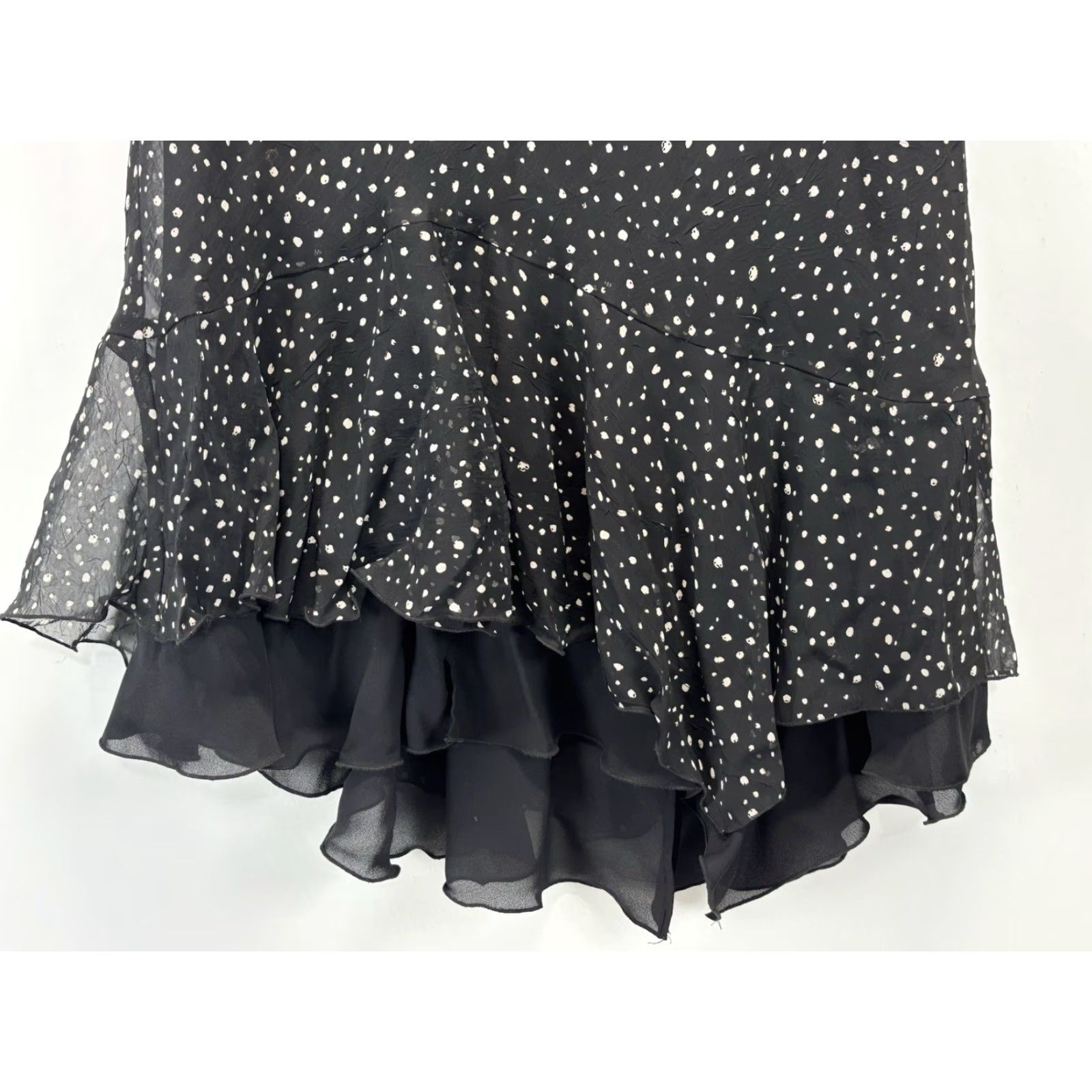 Vintage Chicos Polka Dot Midi Skirt Sz 3 US X-Large Black White Layered Flounce Flowy Size 40" / US 18 - 2 Thumbnail