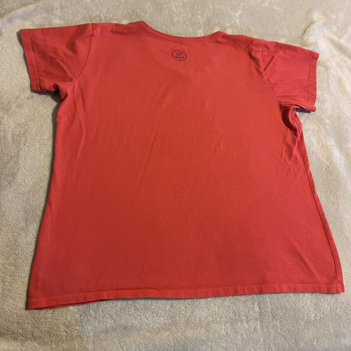 Life is Good Life Is Good Shirt Women XL Pink Crusher Tee USA Flag V-Neck Size XL / US 12-14 / IT 48-50 - 2 Thumbnail