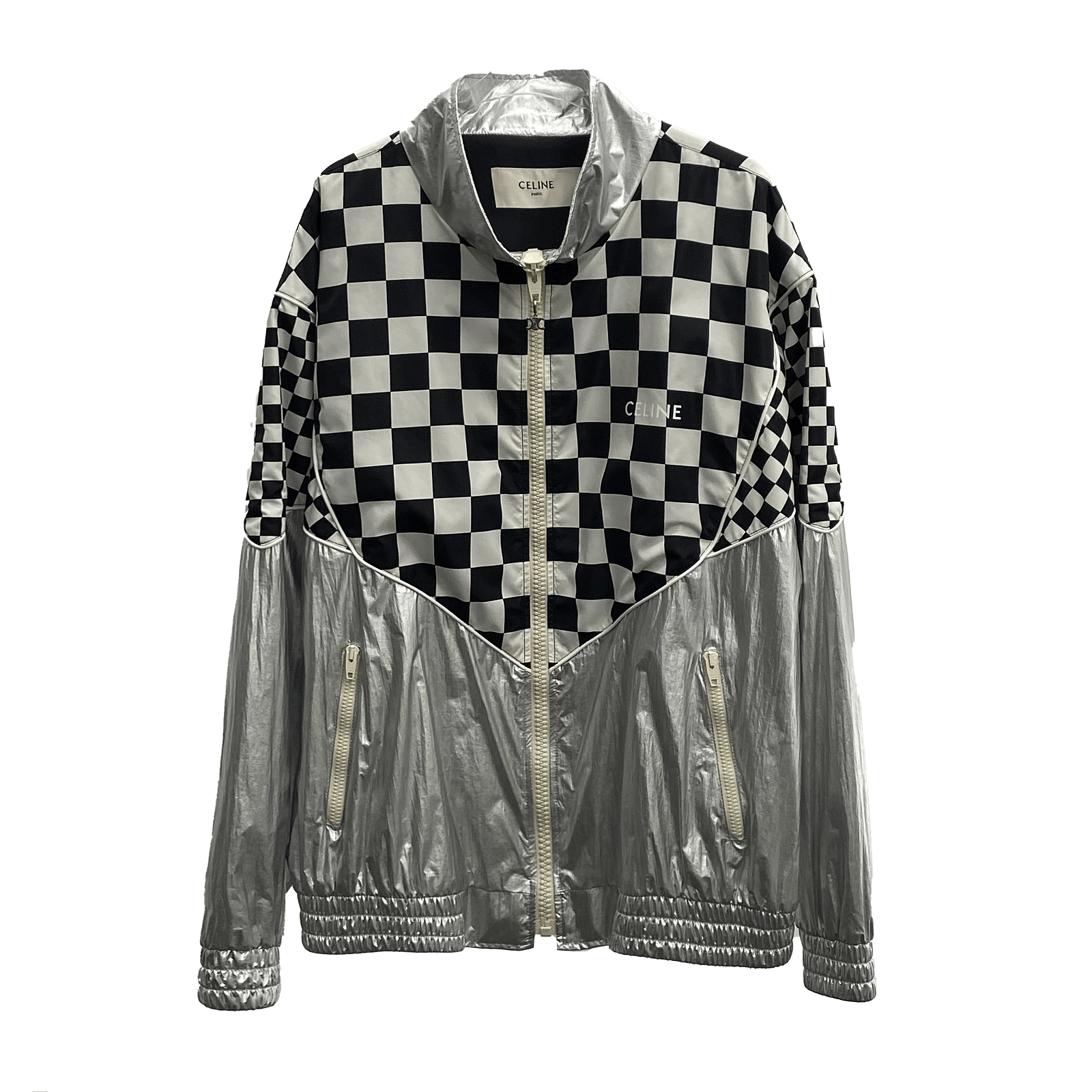 Celine Celine Checkerboard Silver Hooded Jacket Size L Size US L / EU 52-54 / 3 - 1 Thumbnail