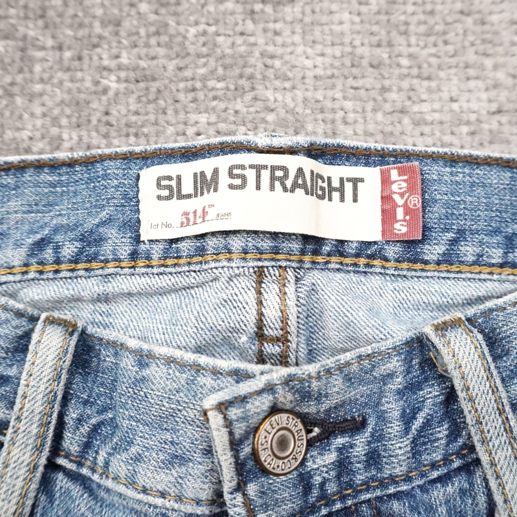 Levi's Levi's 514 Slim Straight Mens 32x28 Light Wash Blue Denim Jeans Size US 32 / EU 48 - 3 Thumbnail