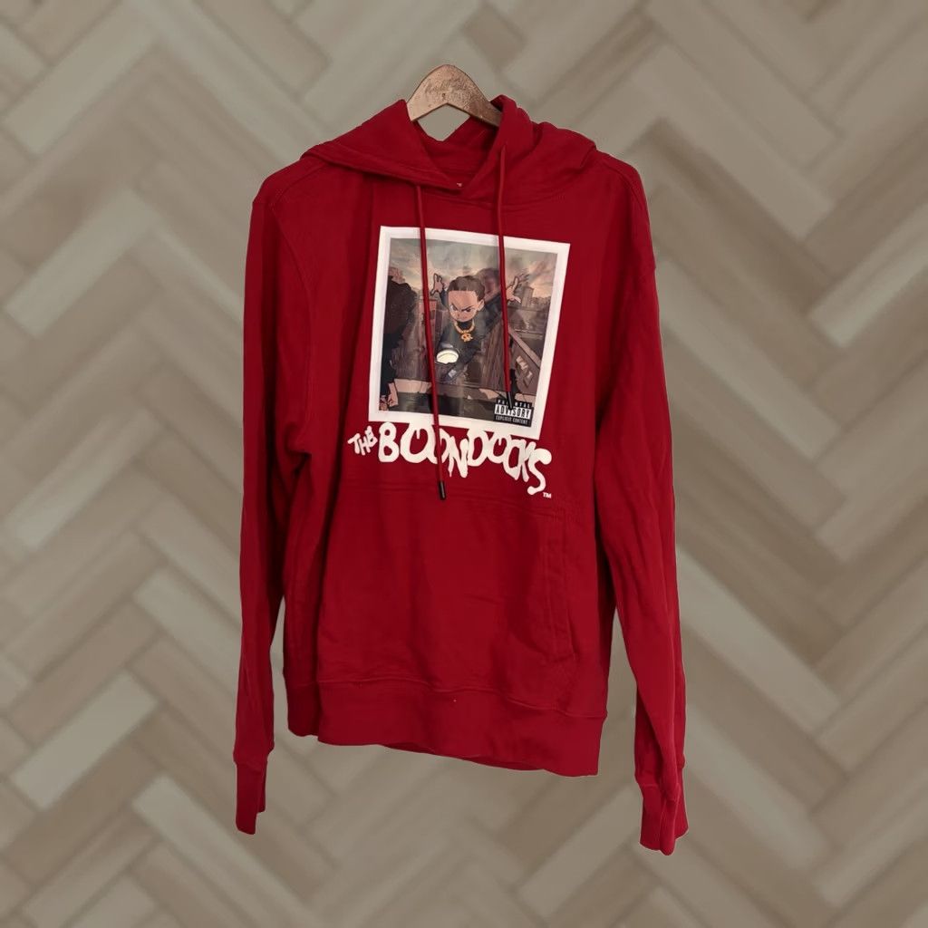 The Boondocks Hoodie Men 2XL Red Graphic Cartoon Pullover Hooded Pockets Streetwear Regular Fit