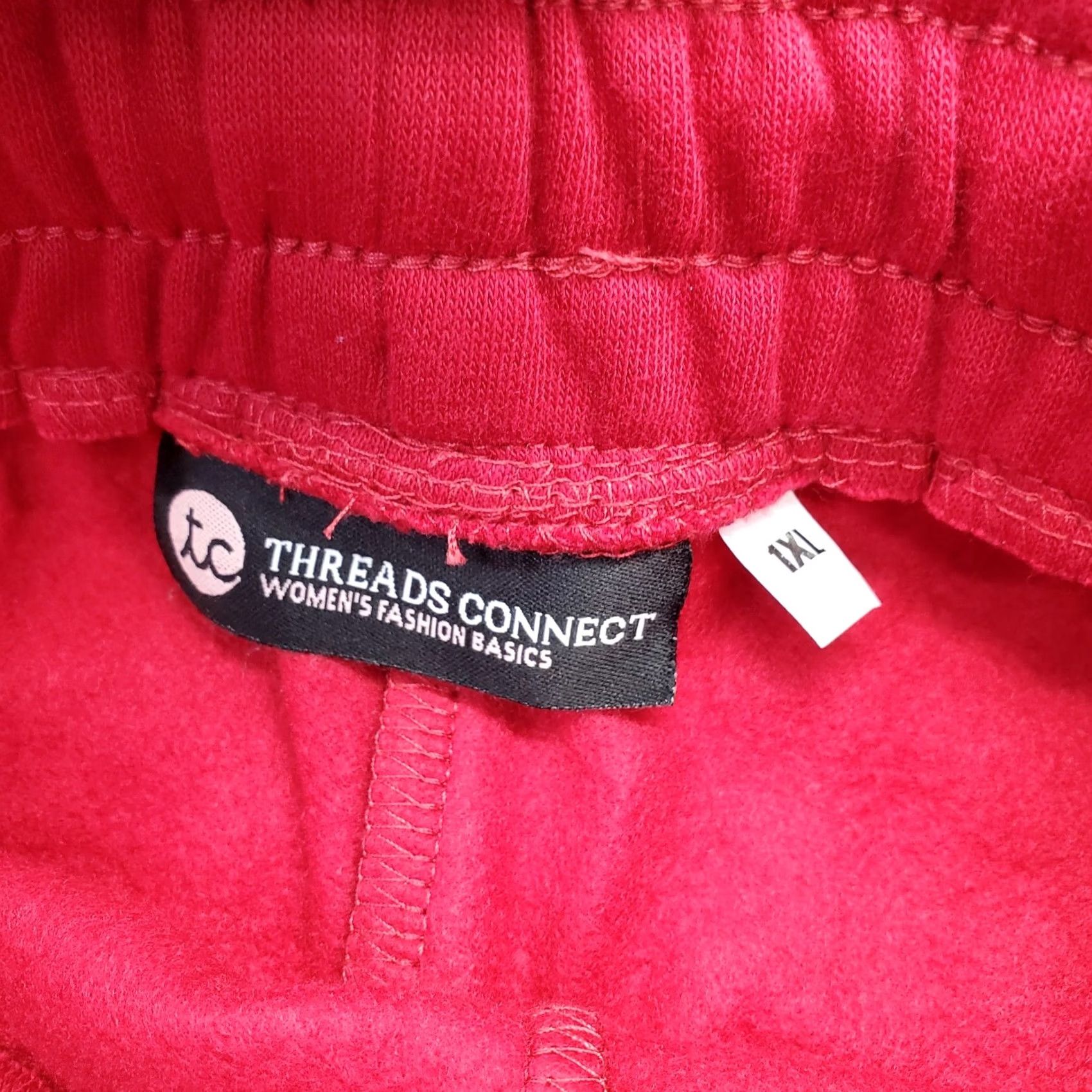 Vintage Threads Connect Womens 1XL Red Fleece Lined Jogger Pants Drawstring Waist Size 40" / US 18 - 6 Thumbnail