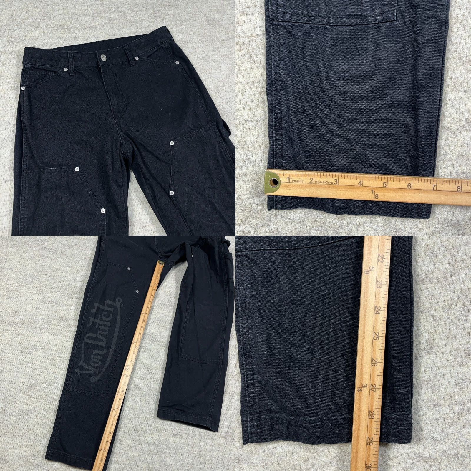 Von Dutch VON DUTCH Carpenter Pants Men 30x30 Black Double Knee Patch Spellout Duck Canvas Pants Size US 30 / EU 46 - 8 Thumbnail