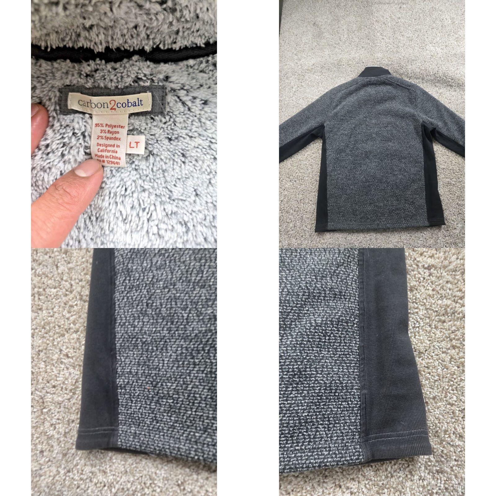 Carbon Carbon Jacket Mens XL Gray Knit Full Zip Bomber Stand-Up Collar Lined Pockets Fleece Insulated Size US XL / EU 56 / 4 - 8 Thumbnail