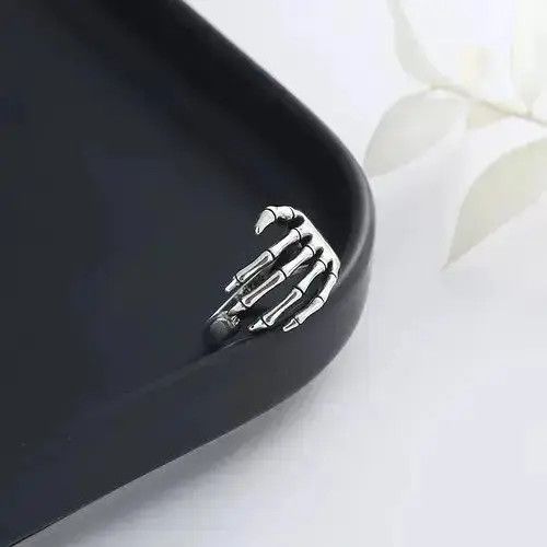 VIBE Skeleton Ring Hand Bones Goth Punk Rock Jewelry Chrome Size ONE SIZE - 6 Thumbnail
