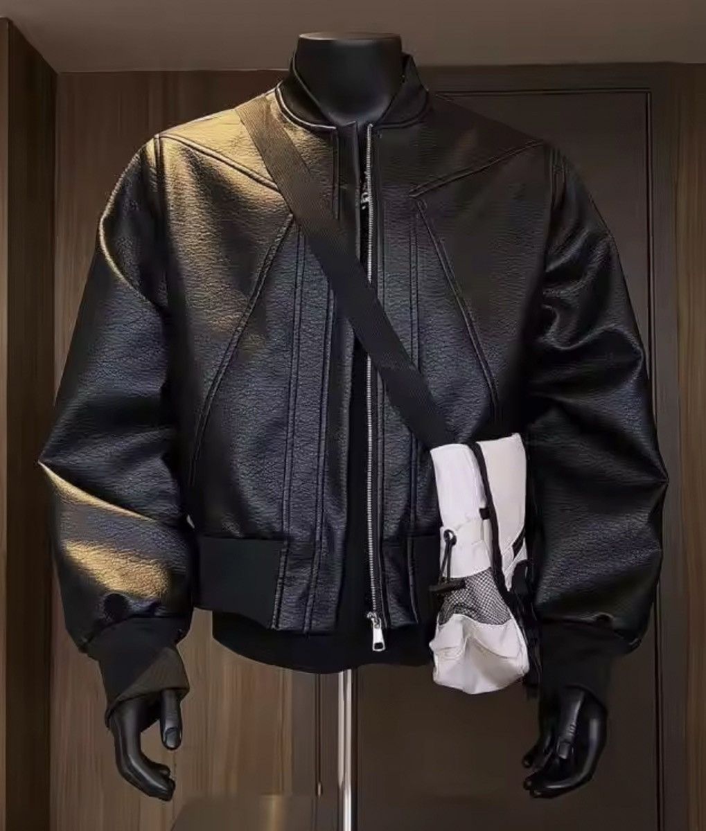 Japanese Brand Luxury Aesthetic Bomber Jacket | PU Leather Streetwear Size US L / EU 52-54 / 3 - 4 Thumbnail