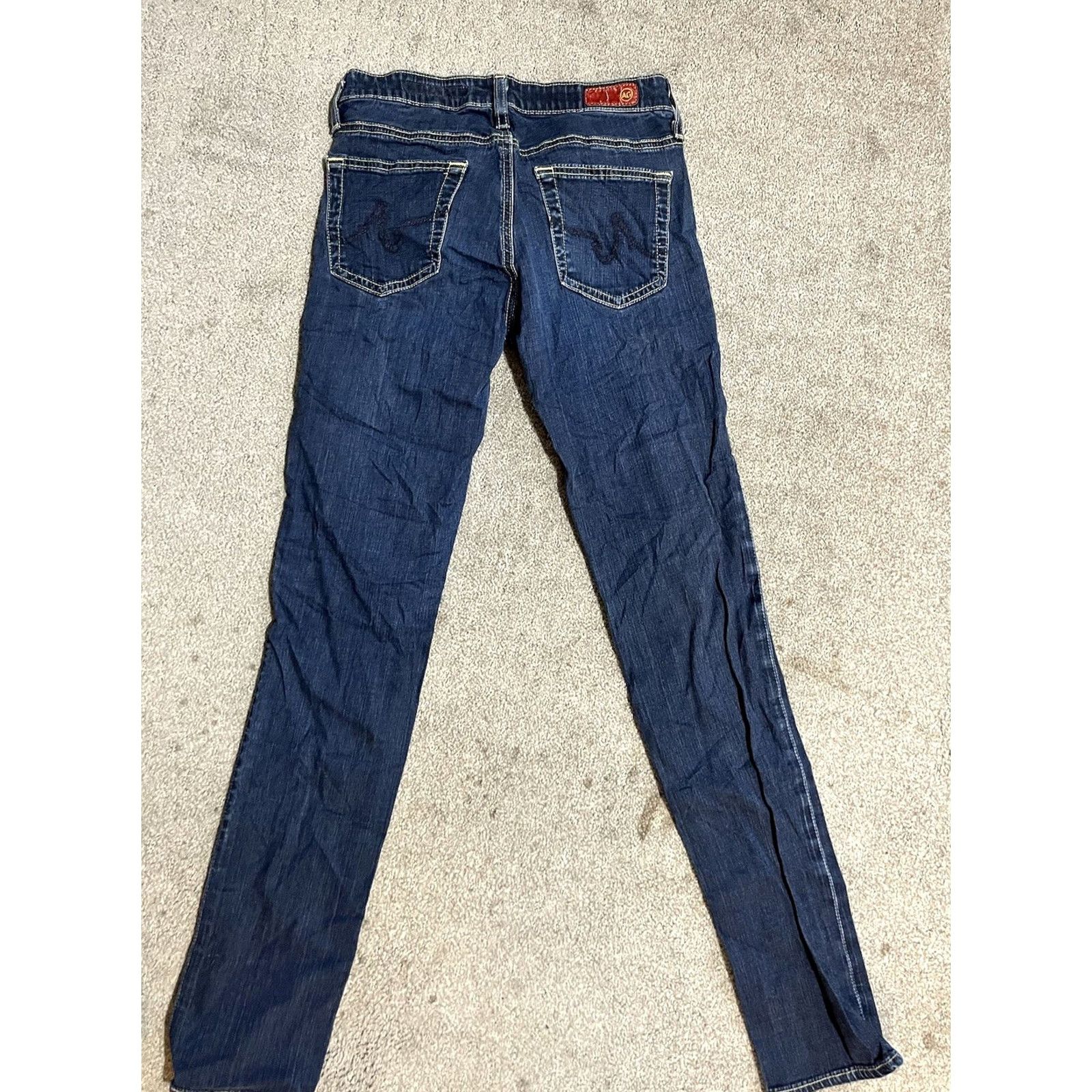 Vintage AG Adriano Goldschmied The Stilt Jeans Blue Dark Wash 26R Women's denim 5-Pocket Crop Straight Adult Regular Jeans Size 26" / US 2 / IT 38 - 2 Thumbnail
