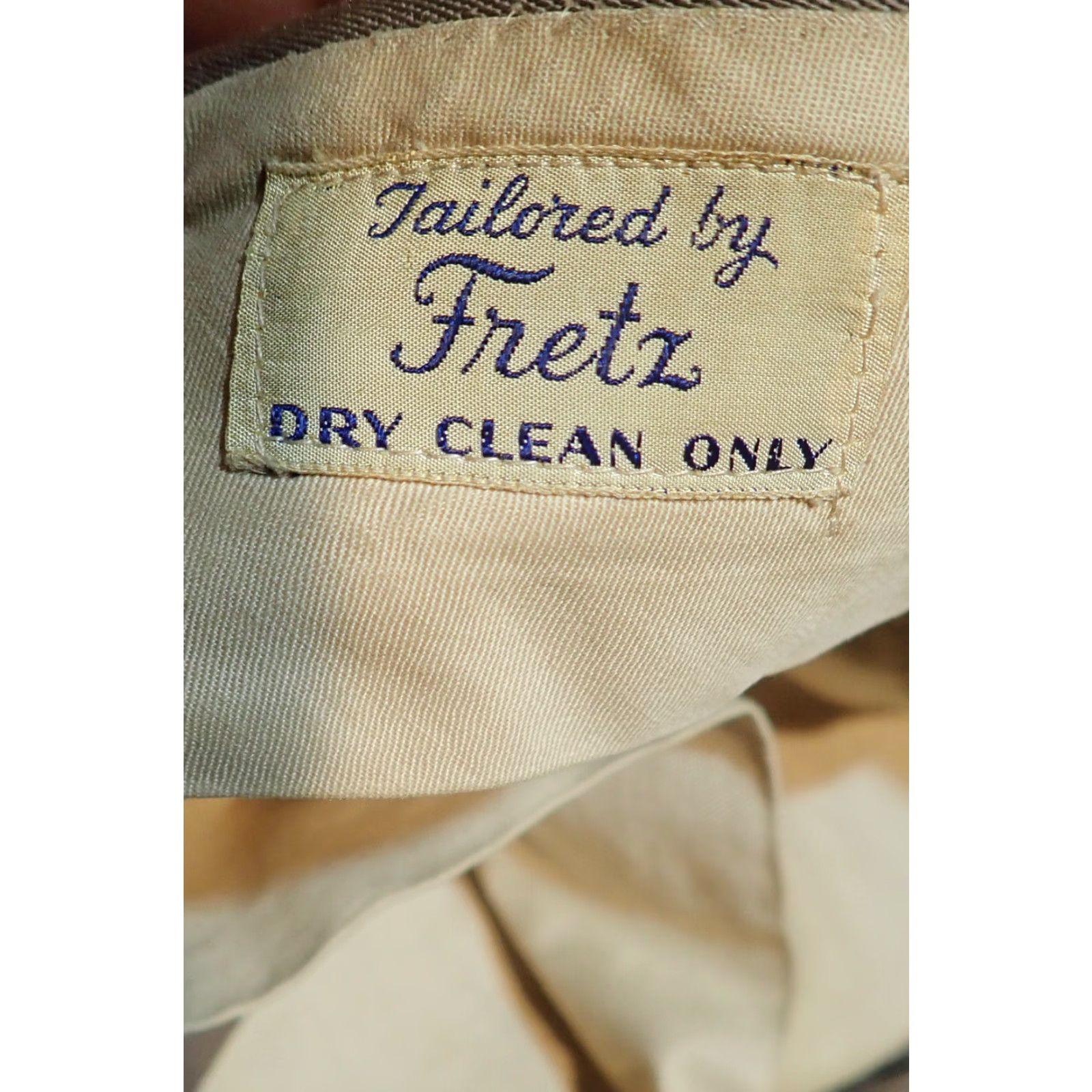 Vintage VINTAGE Tailored by Fretz Wool Gabardine Trousers 31x30 True 1950s 1950s Distressed Brown Rockabilly Pleated Cuffed Adults Mens Size US 31 - 4 Thumbnail