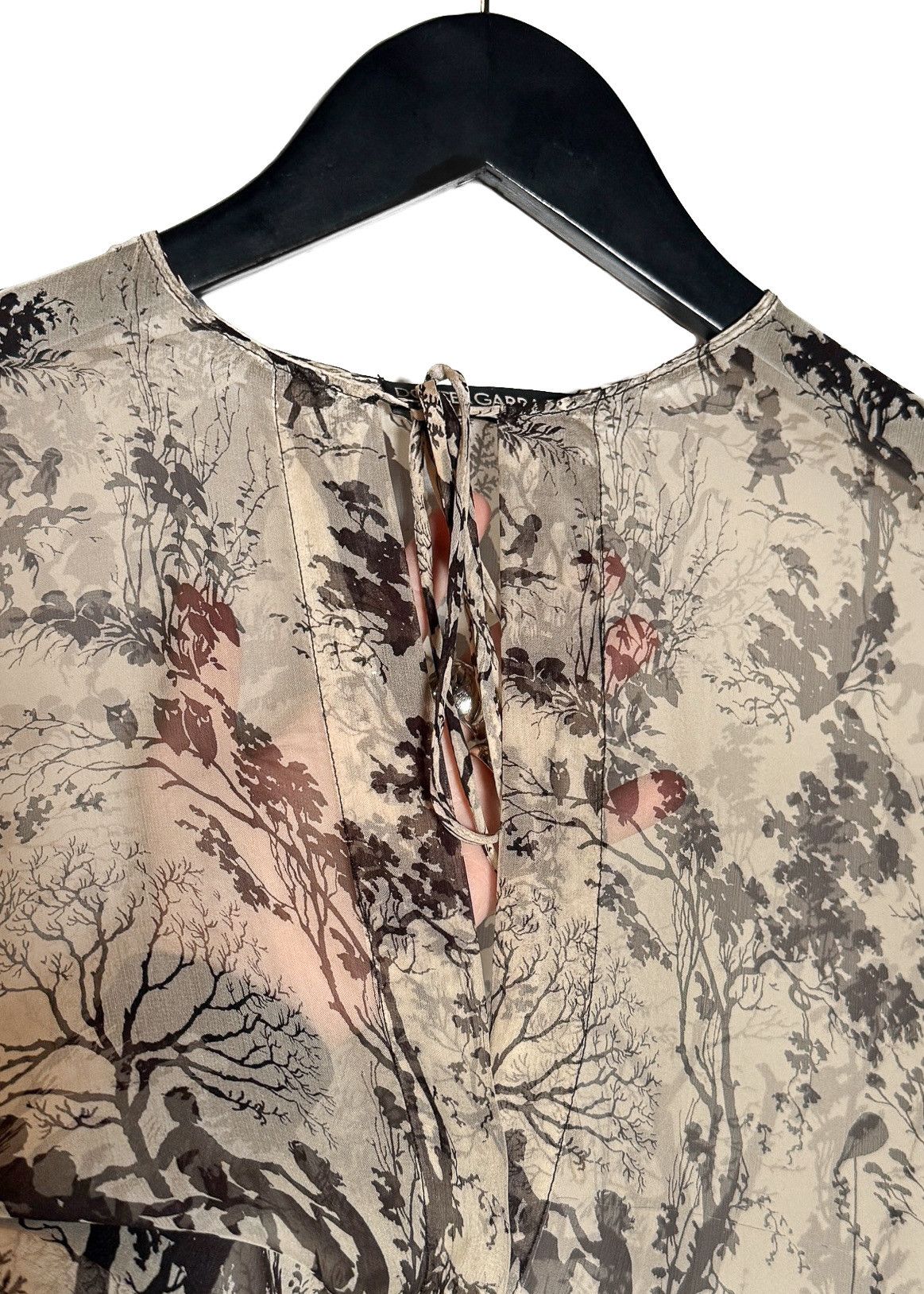 Dolce & Gabbana Dolce & Gabbana Beige Brown Silk Printed Blouse Size M / US 6-8 / IT 42-44 - 7 Thumbnail