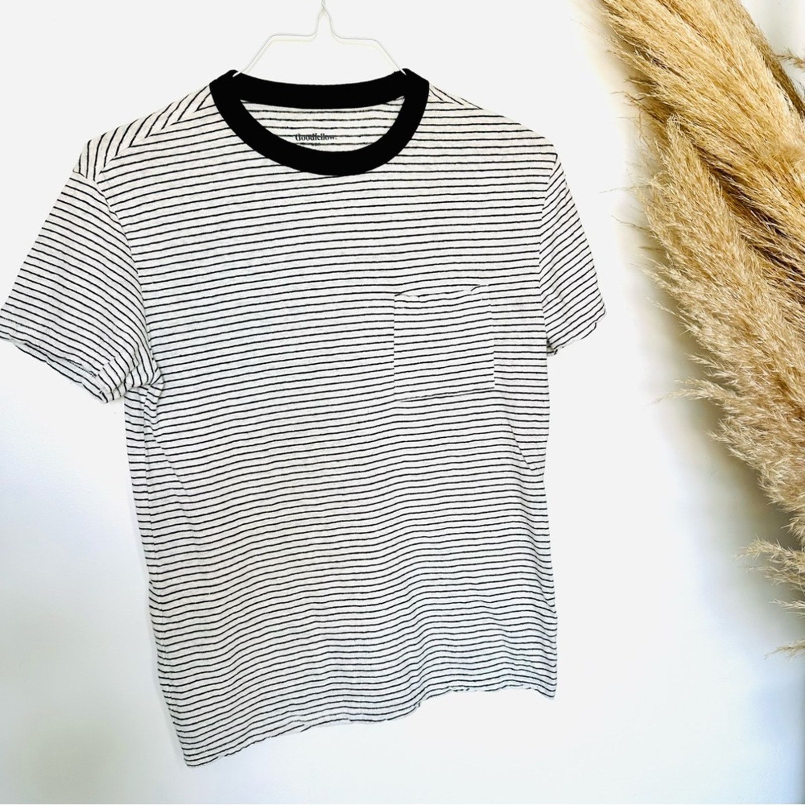 Target Basics GOODFELLOW White Black Striped Hemp Short Sleeve Tee Shirt Size US S / EU 44-46 / 1 - 4 Thumbnail