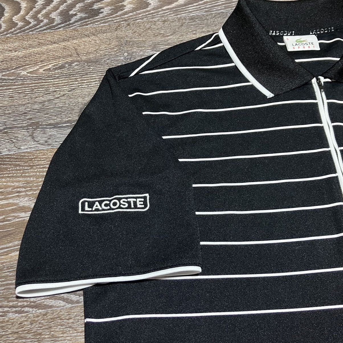 Lacoste Vintage LACOSTE Sport 1/3 Zip Black/White Striped Polo Shirt Size US L / EU 52-54 / 3 - 4 Thumbnail