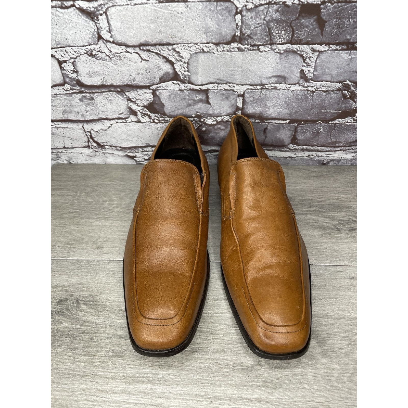 Other Quirelli Brown Leather Slip On Square Toe Dress Loafers Shoe Size US 11.5 / EU 44-45 - 17 Thumbnail