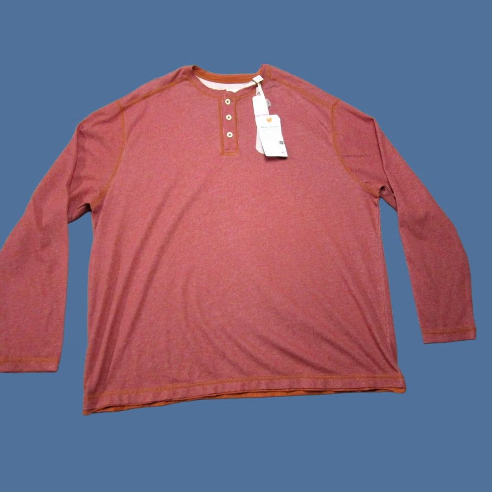 Tommy Bahama Tommy Bahama Henley Shirt Mens 2XB Red Long Sleeve Leisure Tech Wicking Casual Size US XXL / EU 58 / 5 - 1 Thumbnail