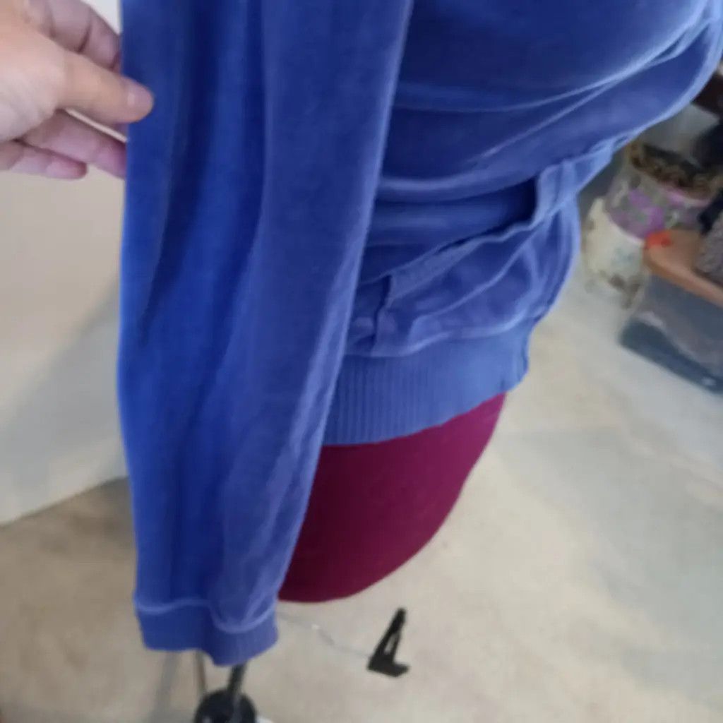 Victoria's Secret Juicy Couture Blue Velour Zip Hoodie Size L / US 10 / IT 46 - 8 Thumbnail