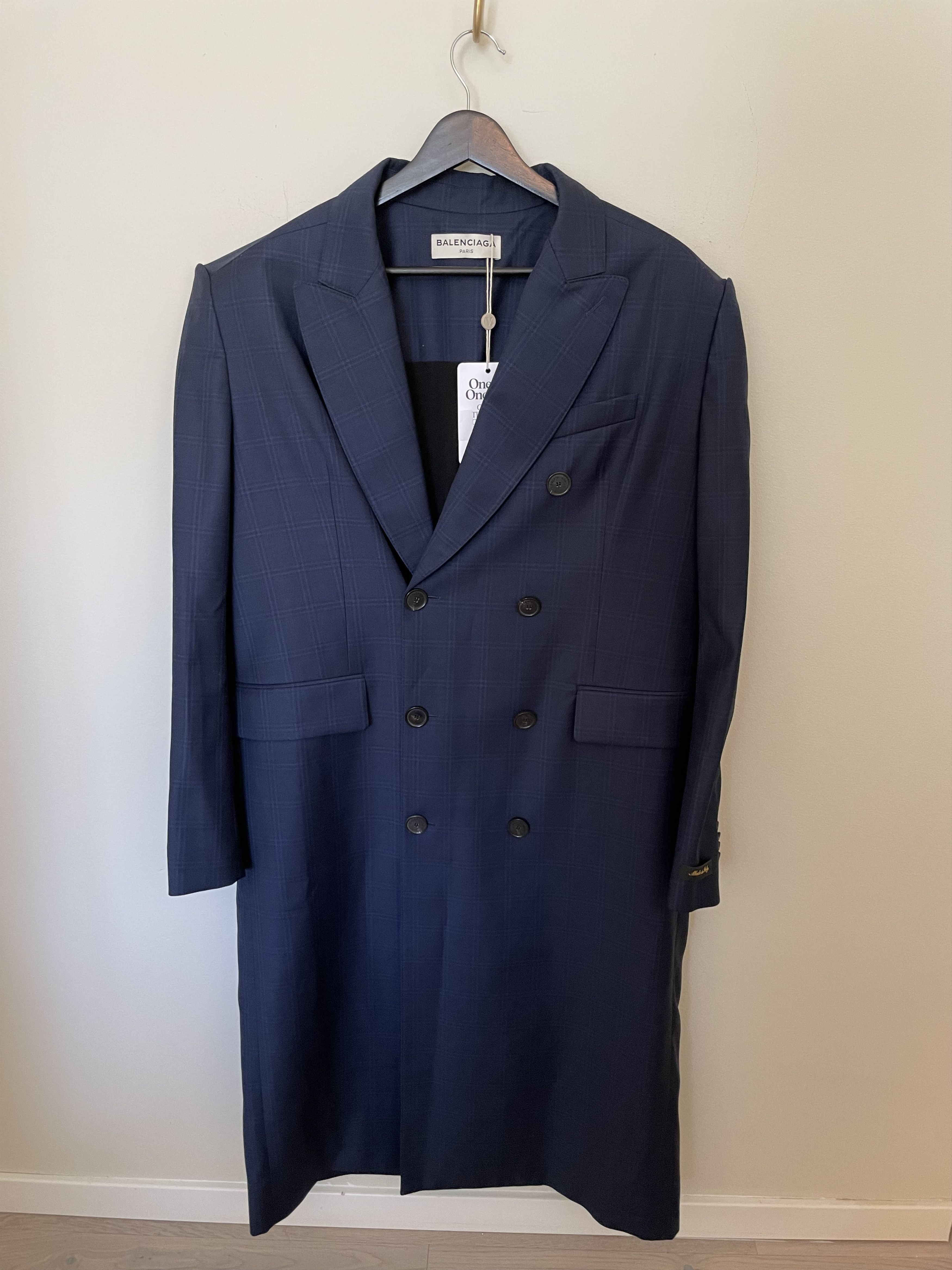 image of Balenciaga Oversized Padded Shoulder Coat - Steal! in Navy, Women's (Size XS)