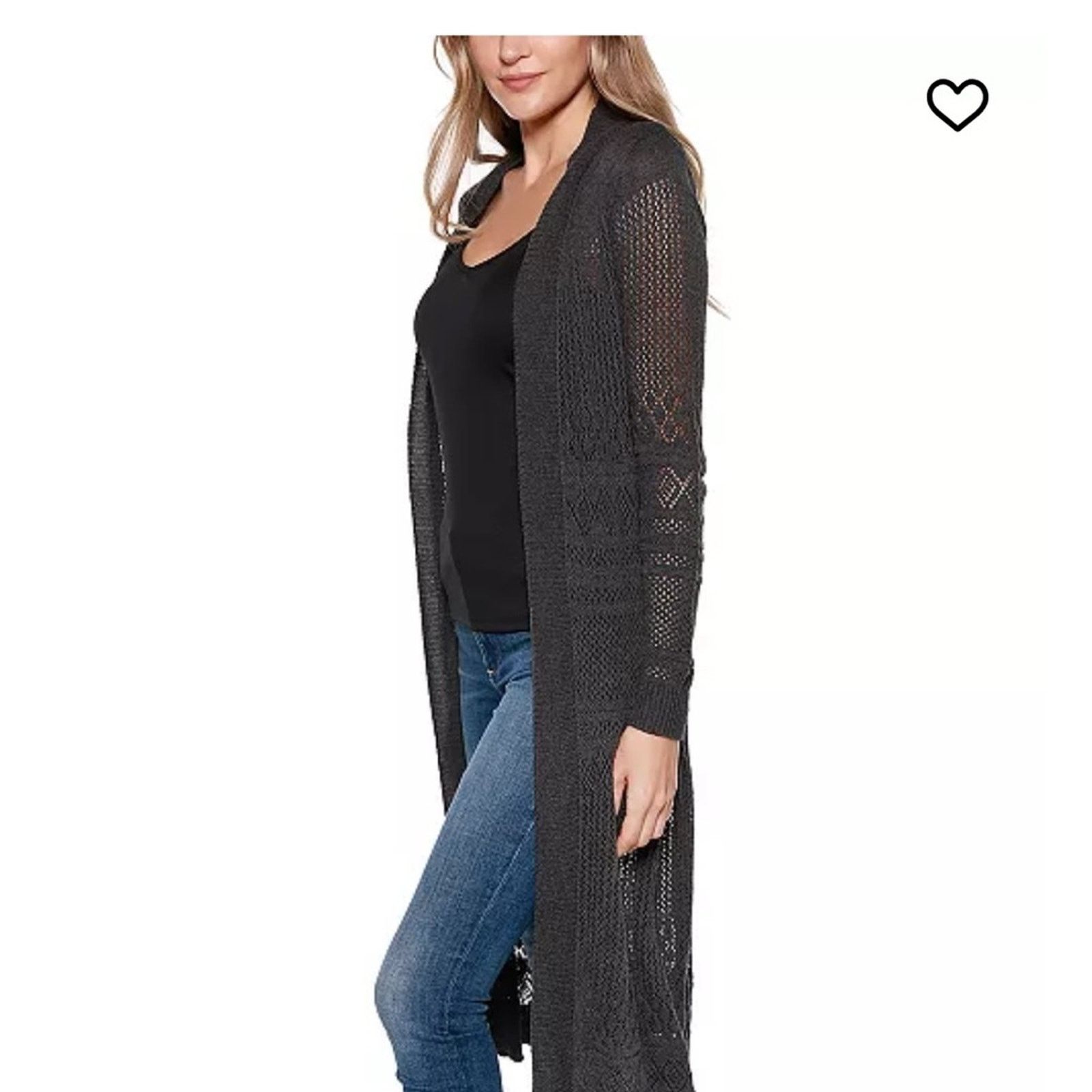 The Unbranded Brand Belldini Black long sleeve Maxi open front cardigan, Large Size L / US 10 / IT 46 - 2 Thumbnail