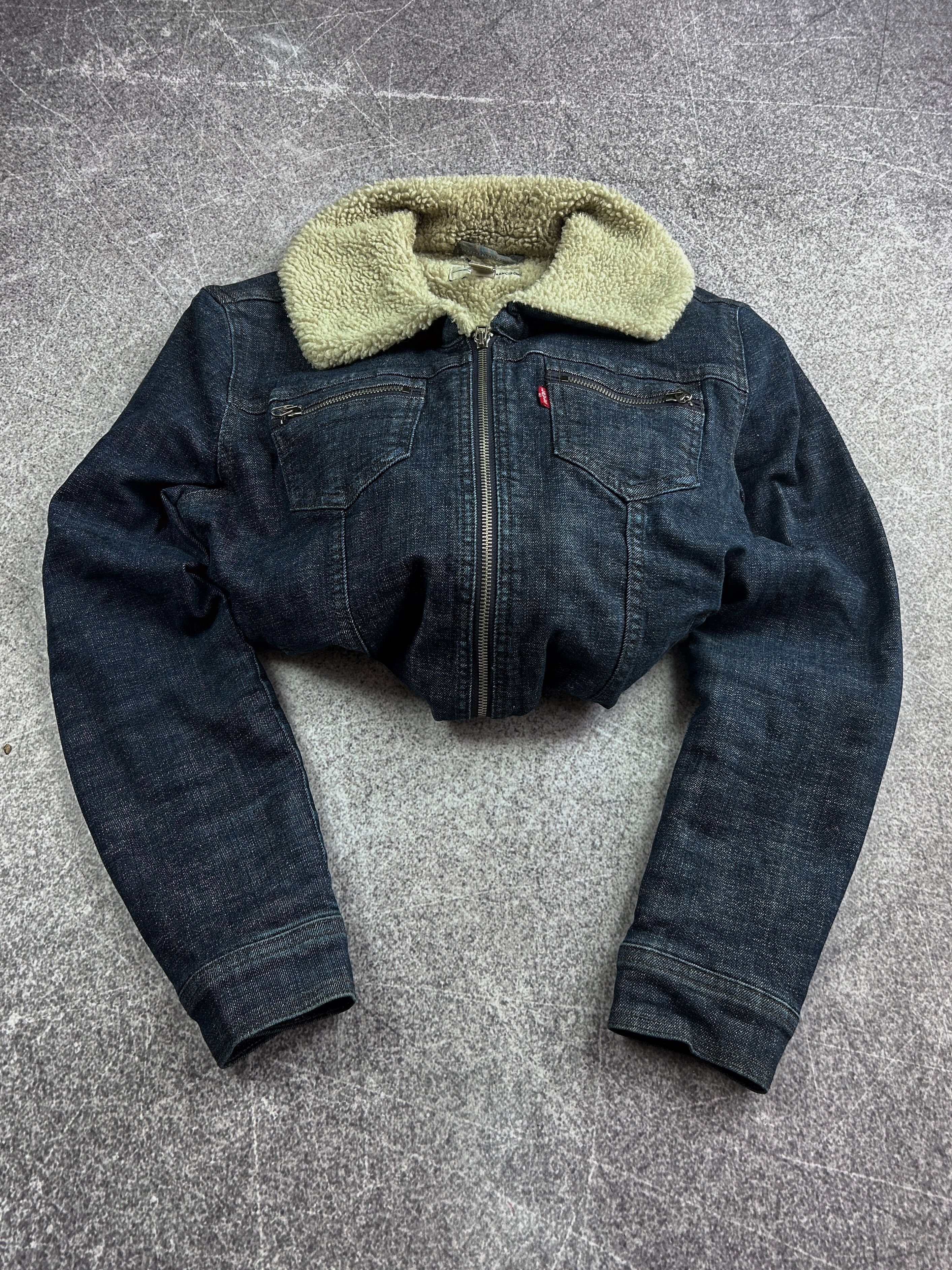 Levi's Levis Cropped Denim Jacket Sherpa Collar Fitted Y2K Style Size US S / EU 44-46 / 1 - 1 Thumbnail