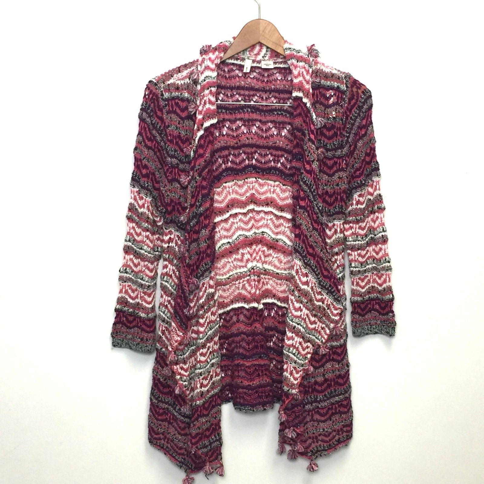 Anthropologie Anthropologie MOTH Pink White Knit Tassel Open Cardigan Med Size M / US 6-8 / IT 42-44 - 1 Thumbnail