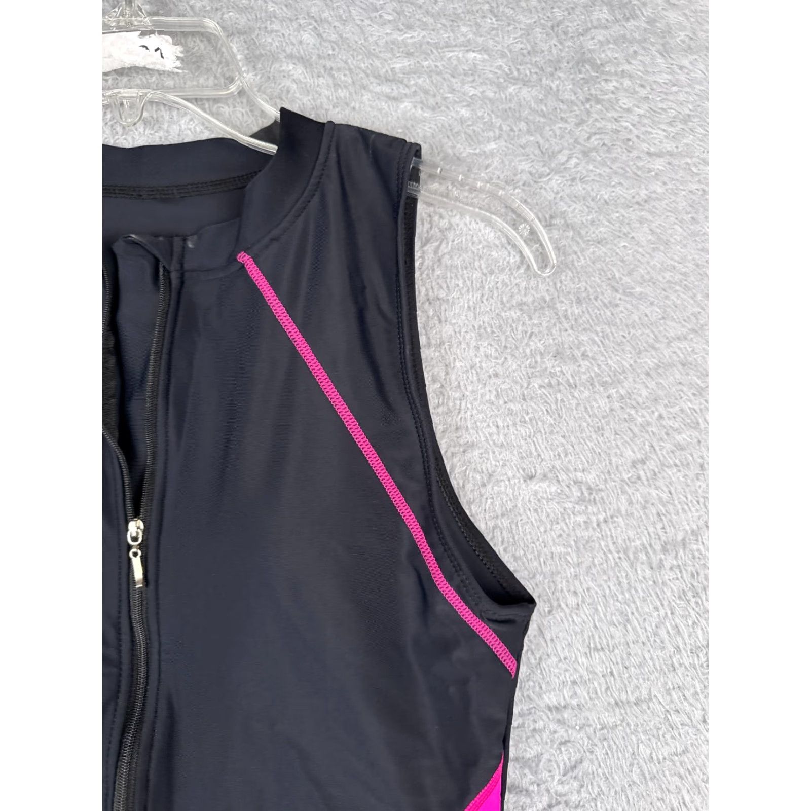 Vintage Swimsuit One Piece Black Sleeveless Sports Womens Medium Size ONE SIZE - 2 Thumbnail
