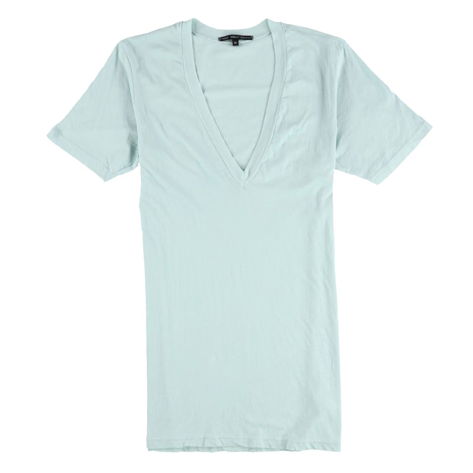 Vintage TRULY MADLY DEEPLY Womens T-shirt Deep V-neck Solid Mint M Size M / US 6-8 / IT 42-44 - 2 Thumbnail