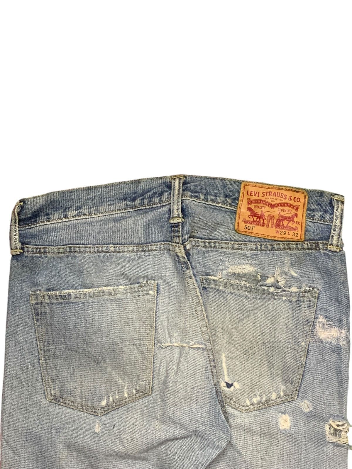 Levi's Vintage Levis 501 Mud Wash Distressed Patched Jeans Size US 31 - 9 Thumbnail
