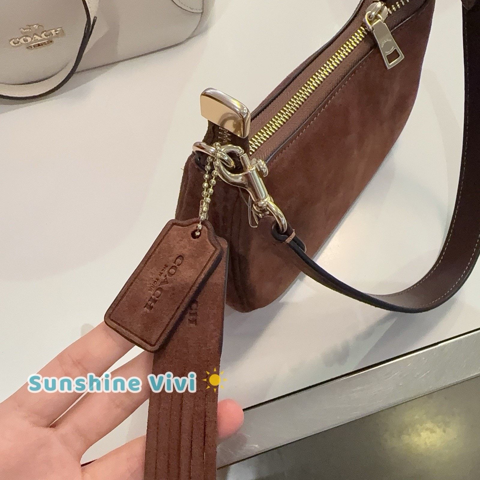 Coach NWT Coach Teri Mini Crossbody Bag CCE42 Suede Vintage Brown Size ONE SIZE - 5 Thumbnail