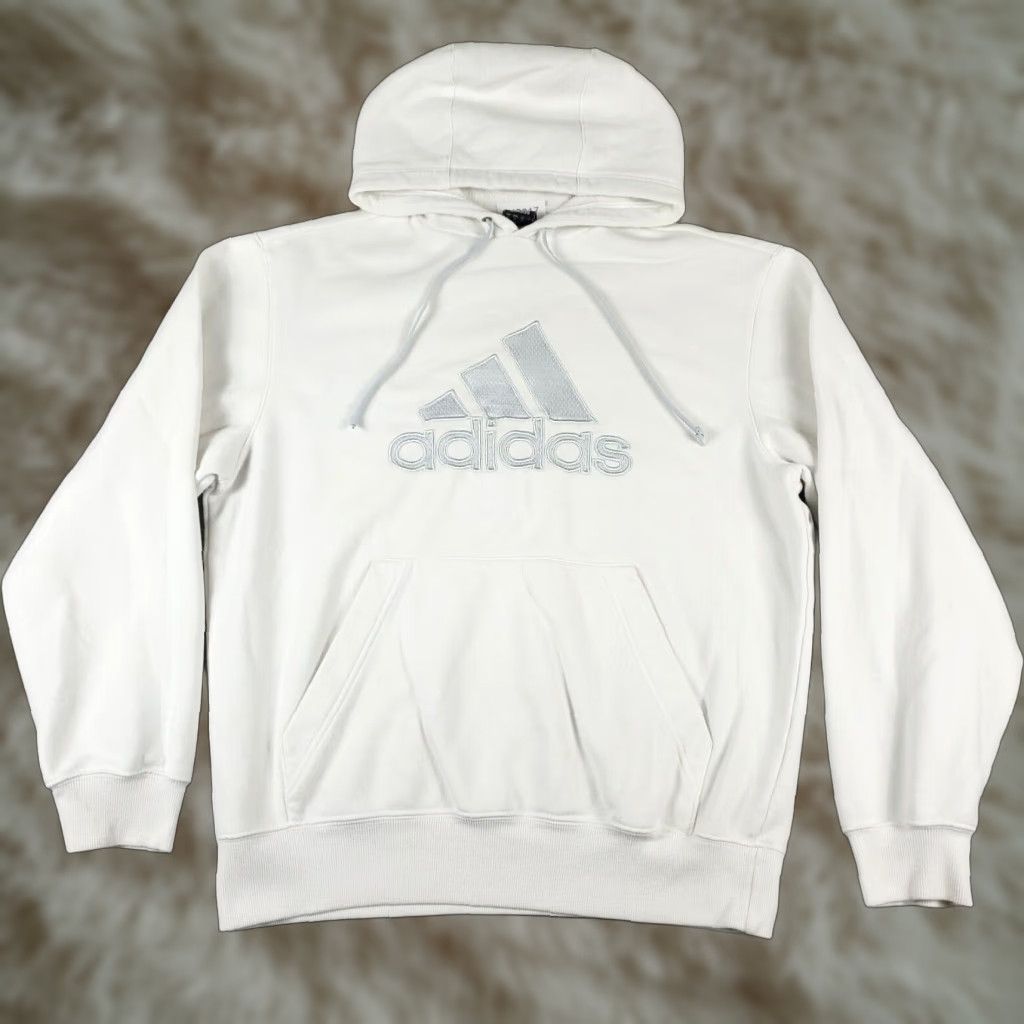 Adidas Adidas Hoodie Mens Medium White Pullover Sweatshirt Classic Sports Size US M / EU 48-50 / 2 - 1 Thumbnail