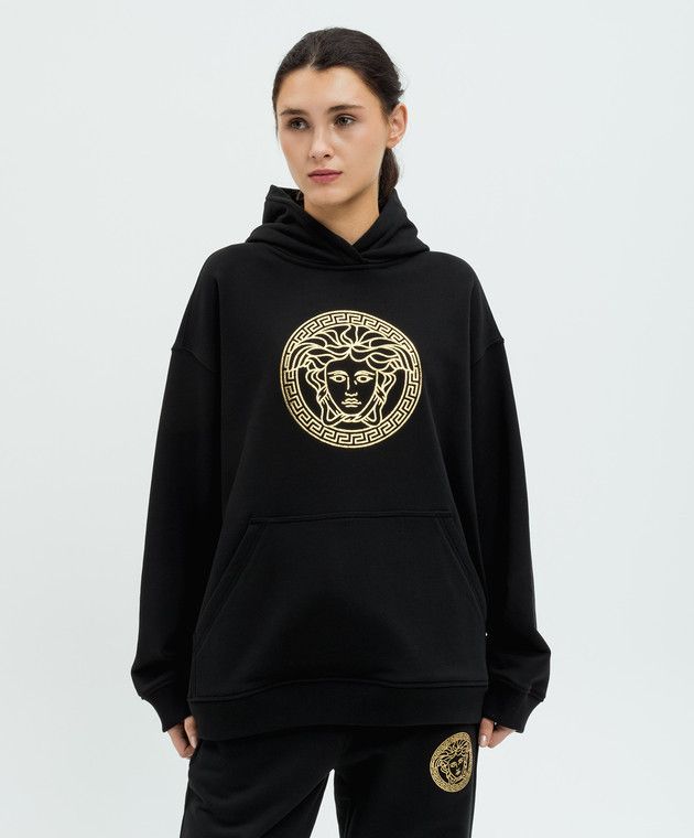 Versace o1s22i1n1024 Hooded Sweatshirt in Black Size M / US 6-8 / IT 42-44 - 1 Thumbnail