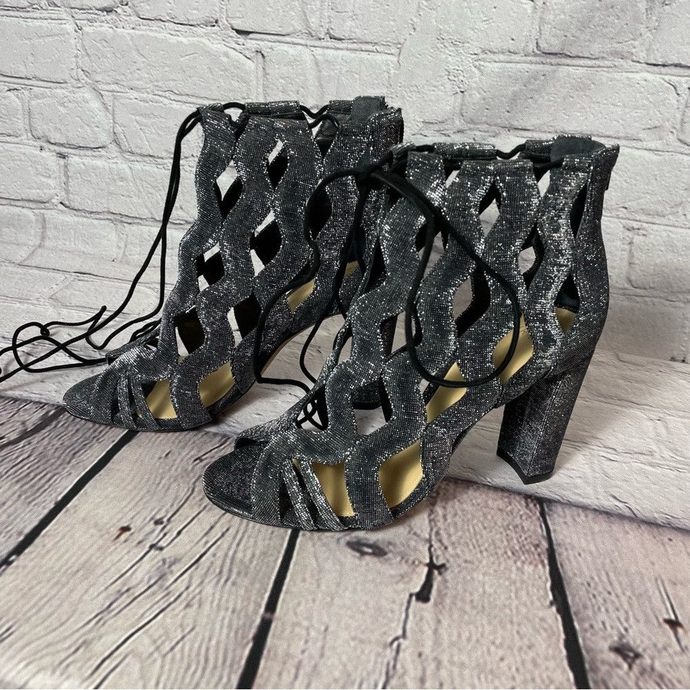 Alexandre Birman New Alexandre Birman Loretta Cage Silver Black Metallic San Size US 7 / IT 37 - 3 Thumbnail