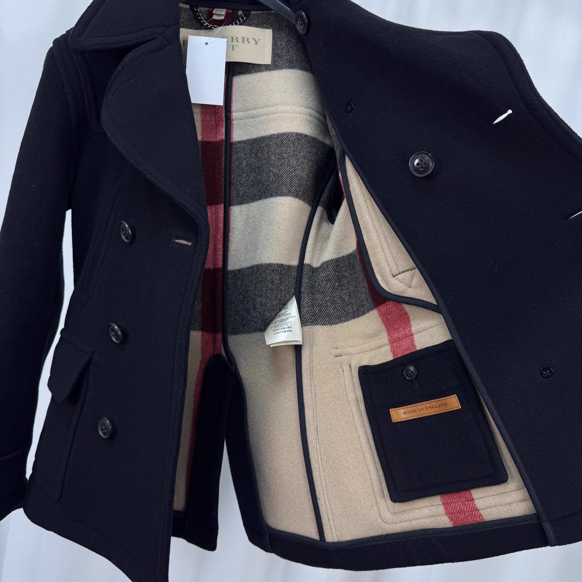 Burberry Burberry Black Double-Breasted Check Wool Coat XS 99 New Size US XS / EU 42 / 0 - 5 Thumbnail