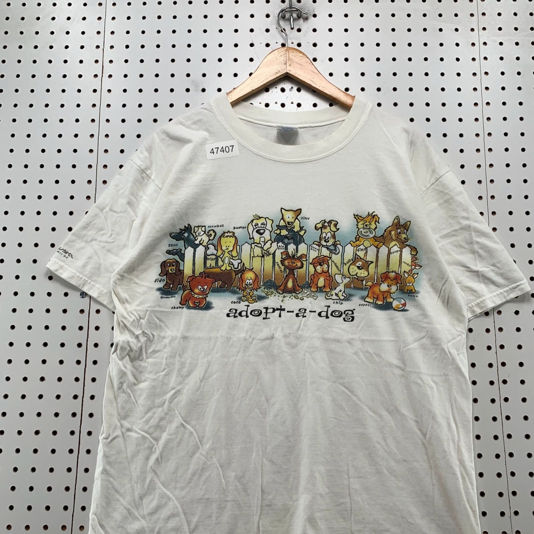 Vintage VINTAGE Crazy Shirts Adopt A Dog Hawaii T Shirt Mens Large White Short Sleeve Size US L / EU 52-54 / 3 - 4 Thumbnail
