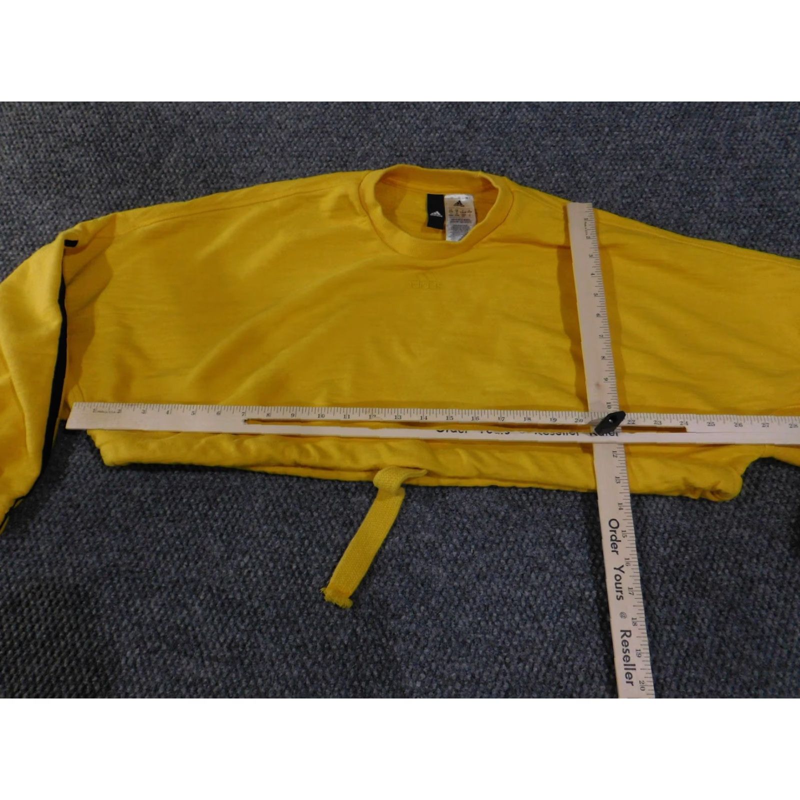 Adidas Adidas Sweatshirt Womens Small Yellow Cropped 3-Stripes Drawstring Crewneck Size S / US 4 / IT 40 - 7 Thumbnail