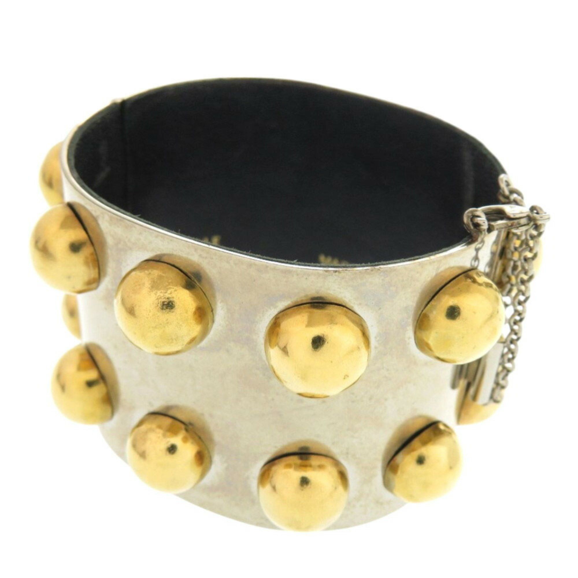 Celine Stud Metal Leather Gold Bangle 2108CELINE