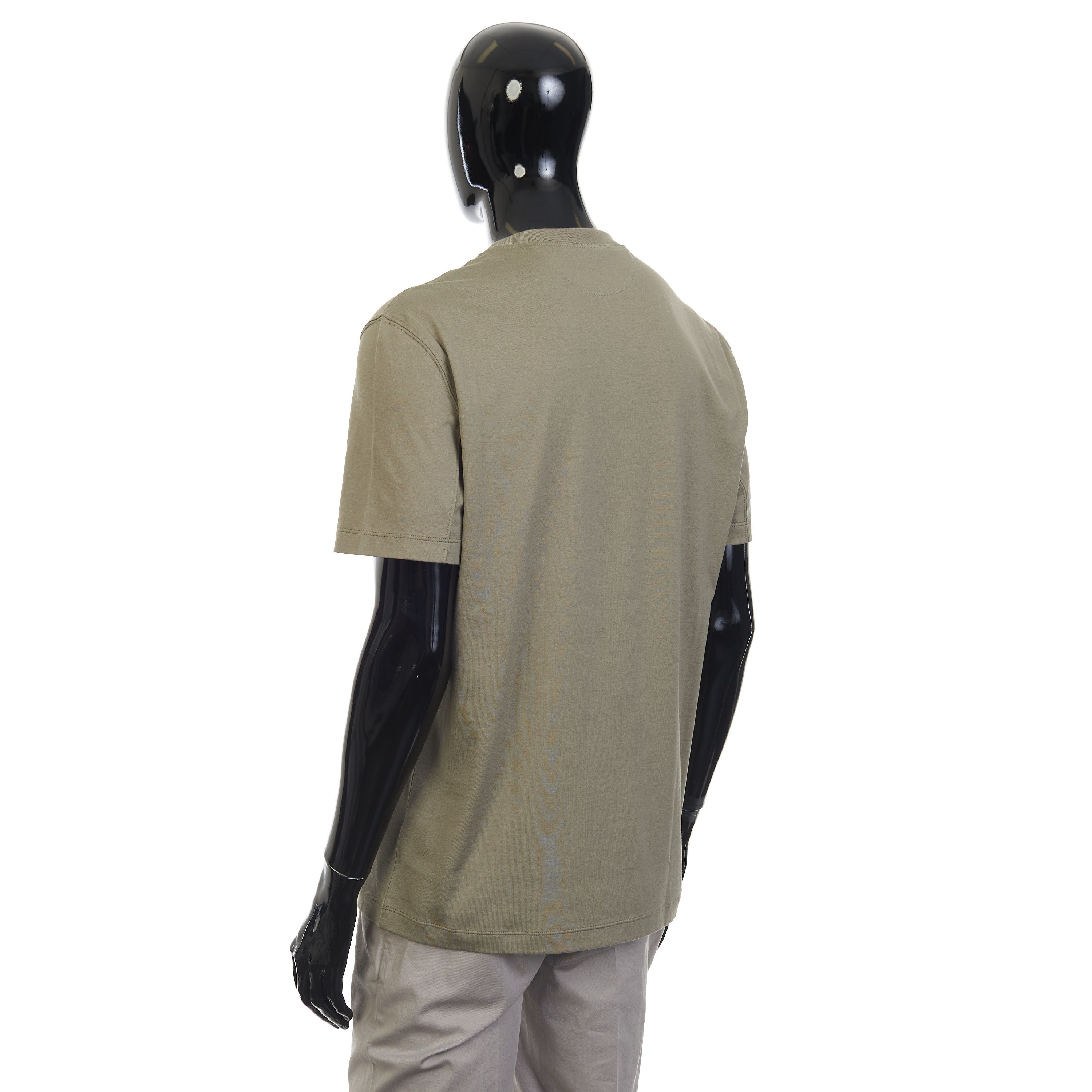 Brunello Cucinelli Khaki Cotton Jersey Crew neck Tshirt With Chestpocket Size US L / EU 52-54 / 3 - 4 Thumbnail