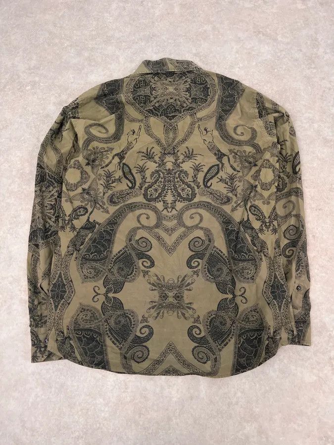 Roberto Cavalli 2000s Roberto Cavalli Olive Green & Black Presley Black Shirt Size US M / EU 48-50 / 2 - 7 Thumbnail