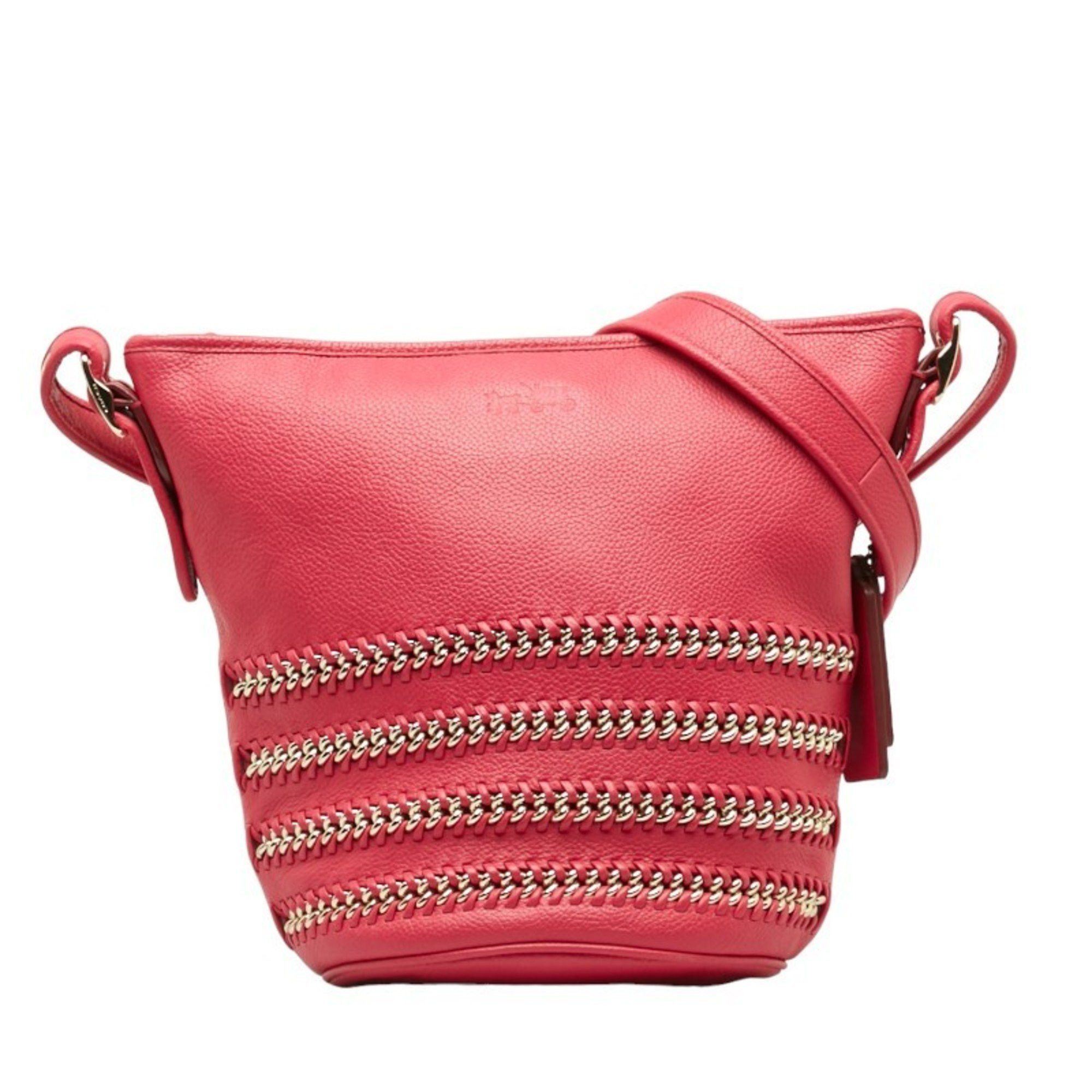 image of Coach Chain Shoulder Bag Pink Leather Women's Coach