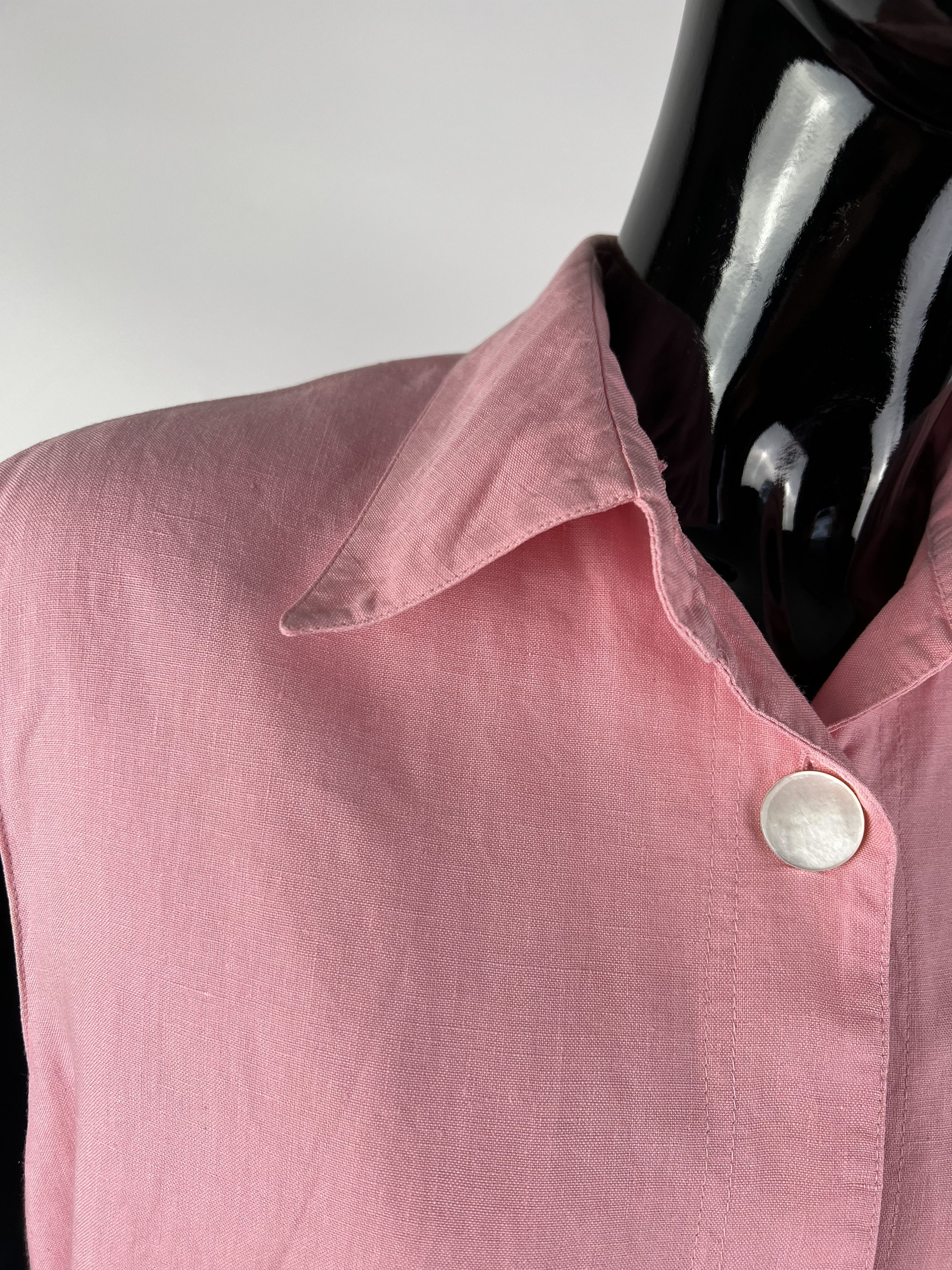 Max Mara Max Mara Pink Linen Belted Dress Size L Size L / US 10 / IT 46 - 6 Thumbnail