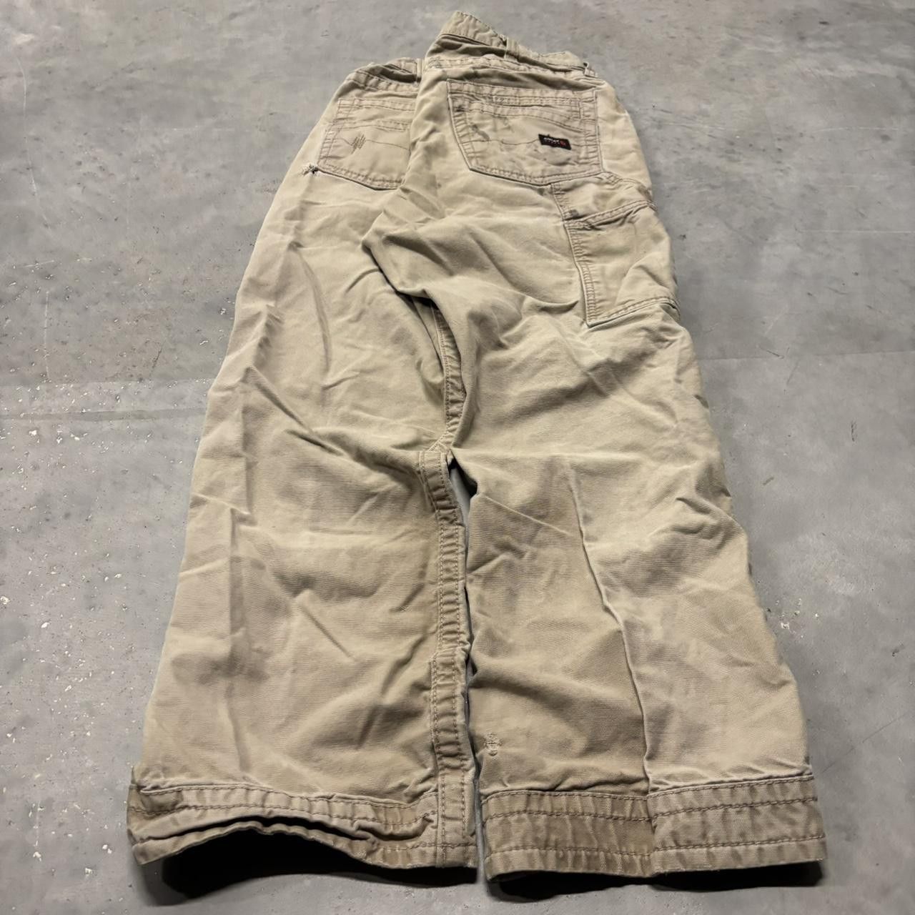 Japanese Brand × Vintage Crazy Vintage Y2K/2000s Khaki Tan Streetwear Workwear Carpenter Pants! Size US 34 / EU 50 - 4 Thumbnail