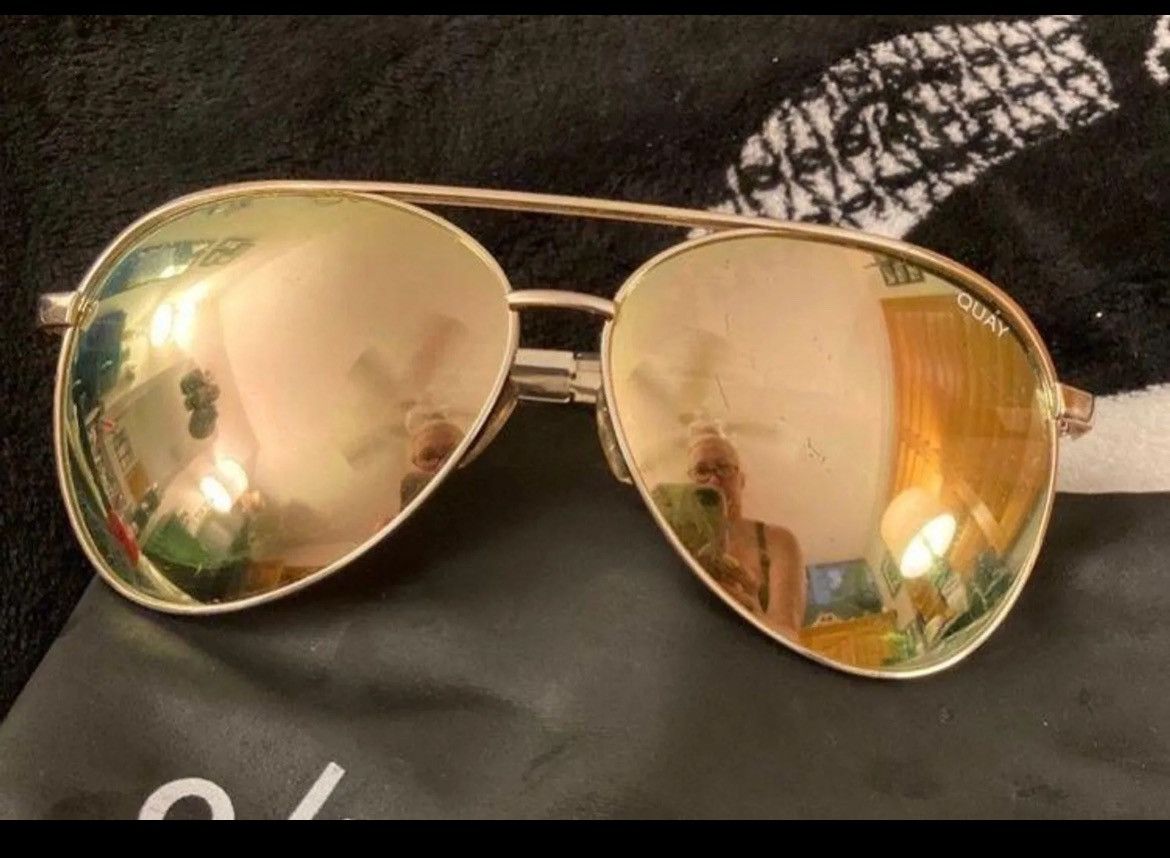 Quay Preowned Gold Mirrored Brow Bar Aviator Sunglasses Size ONE SIZE - 11 Thumbnail