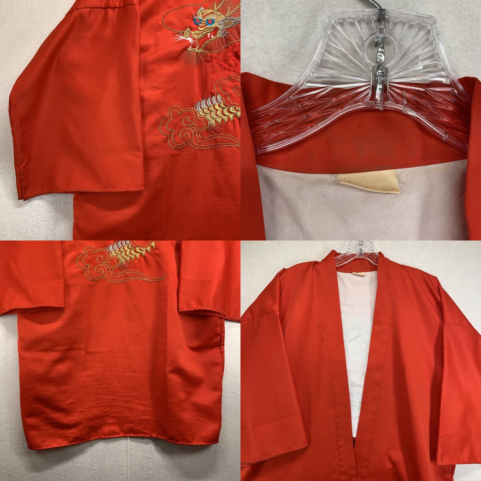Vintage VINTAGE Kimono Robe Red Embroidered Dragon Made in Japan 100% Polyester Women One Size V-Neck 3/4 Sleeve Size ONE SIZE - 8 Thumbnail