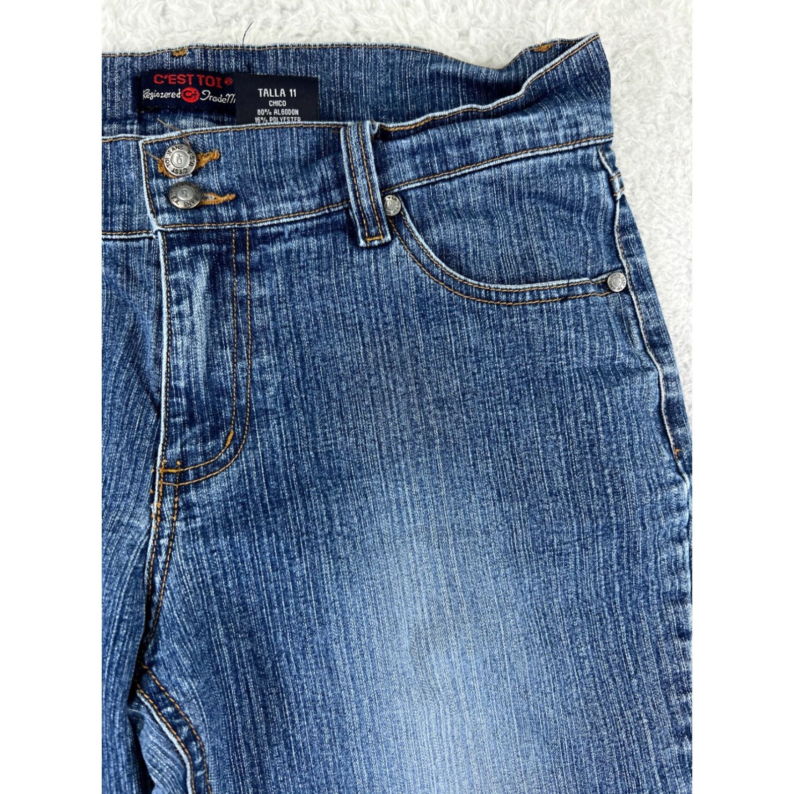 Denime C'est Toi Jeans Women 11 Blue Denim Bootcut Low Rise Western Medium Wash Pants Size 32" / US 10 / IT 46 - 6 Thumbnail