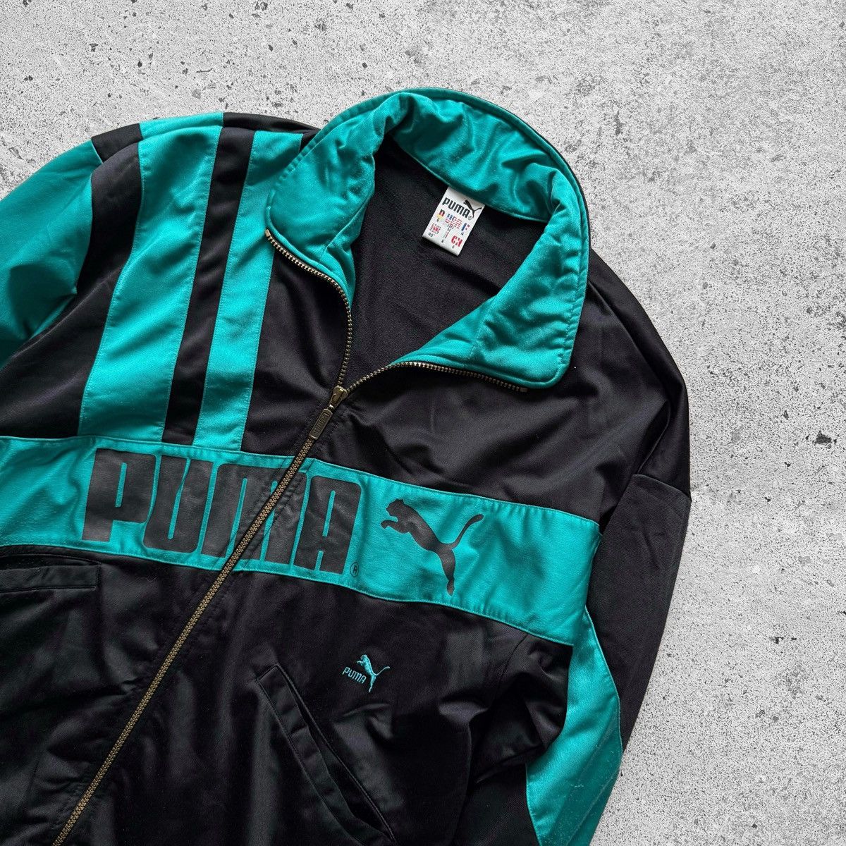 Puma Puma Vintage Mens Track Jacket Zip Up Black Teal 90s Retro Size US M / EU 48-50 / 2 - 3 Thumbnail