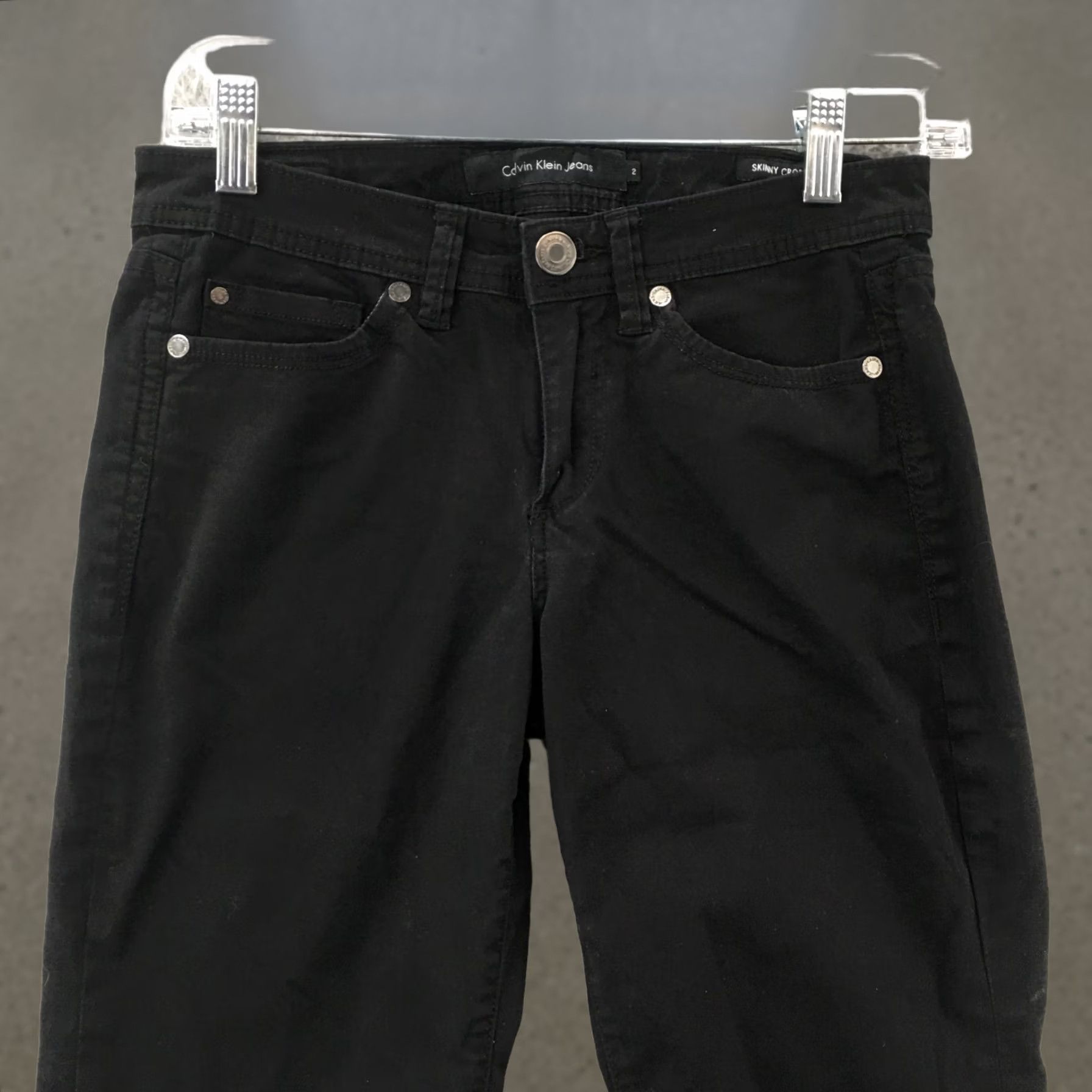 Calvin Klein Calvin Klein Jeans Skinny Crop Womens 2 Black Cotton Blend Zip Denim 5-Pocket Regular Size 28x25.5 Inseam 25.5 In Size 26" / US 2 / IT 38 - 1 Thumbnail