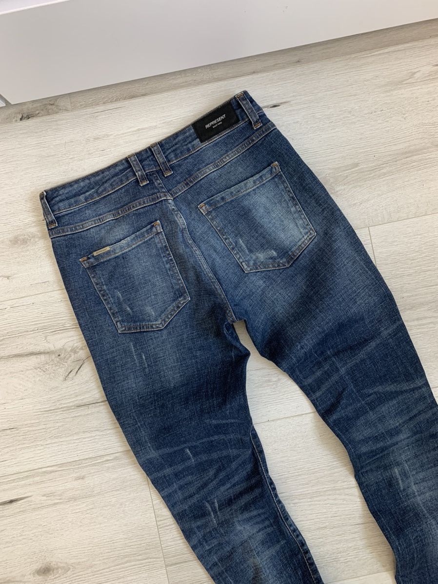 Japanese Brand × Represent Clo. Represent Co. Blue Washed Biker Denim Slim Fit Jeans Y2K Size US 30 / EU 46 - 4 Thumbnail
