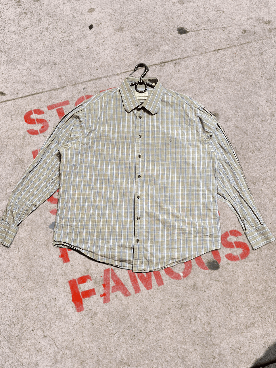 Yves Saint Laurent LUXURY Gray Print Shirt Yves Saint Laurent Size US XL / EU 56 / 4 - 1 Thumbnail