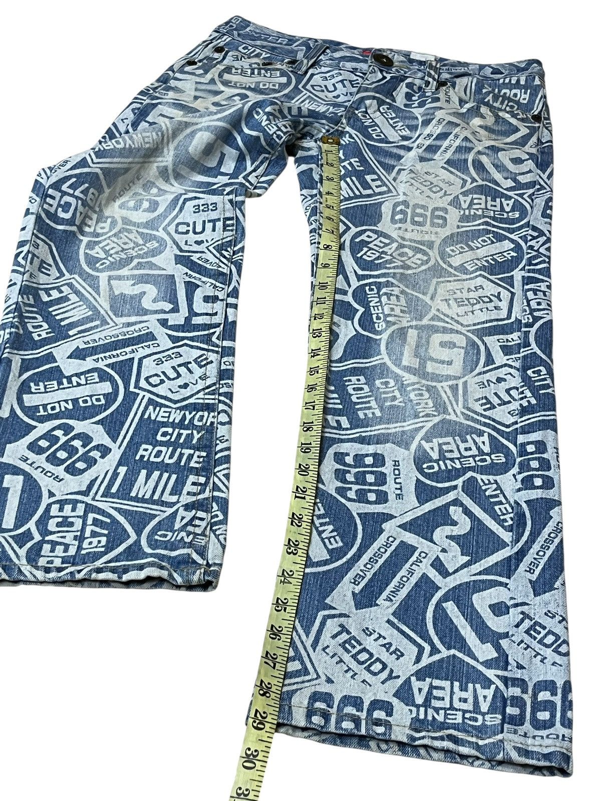 Le Grande Bleu (L.G.B.) Sick japanese subculture W.A.Z.P fullprint route 666 jeans Size US 30 / EU 46 - 16 Thumbnail
