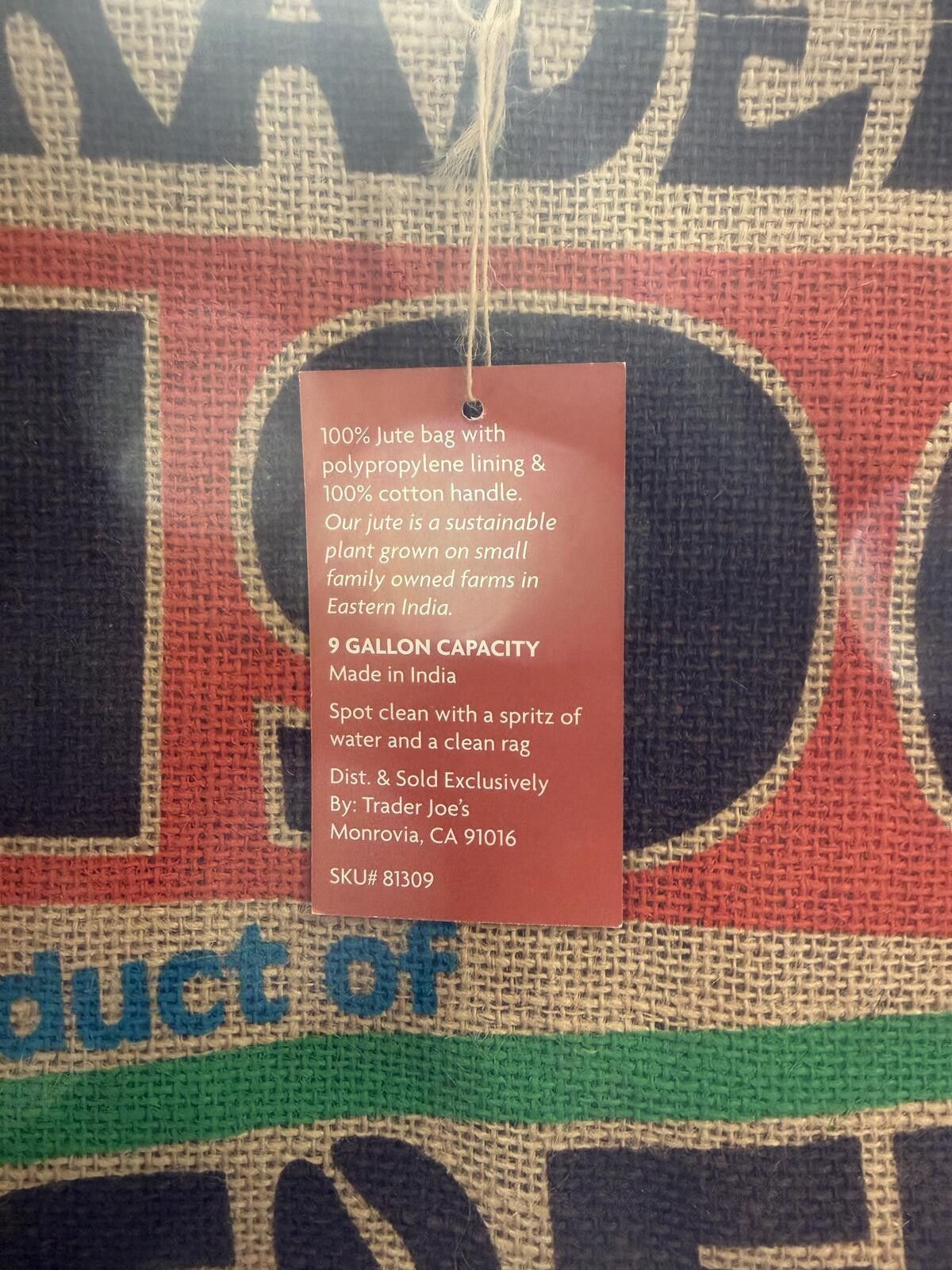 Other Trader Joe's "Coffee Beans 1967" Jute Shopper Tote Bag Size ONE SIZE - 3 Thumbnail