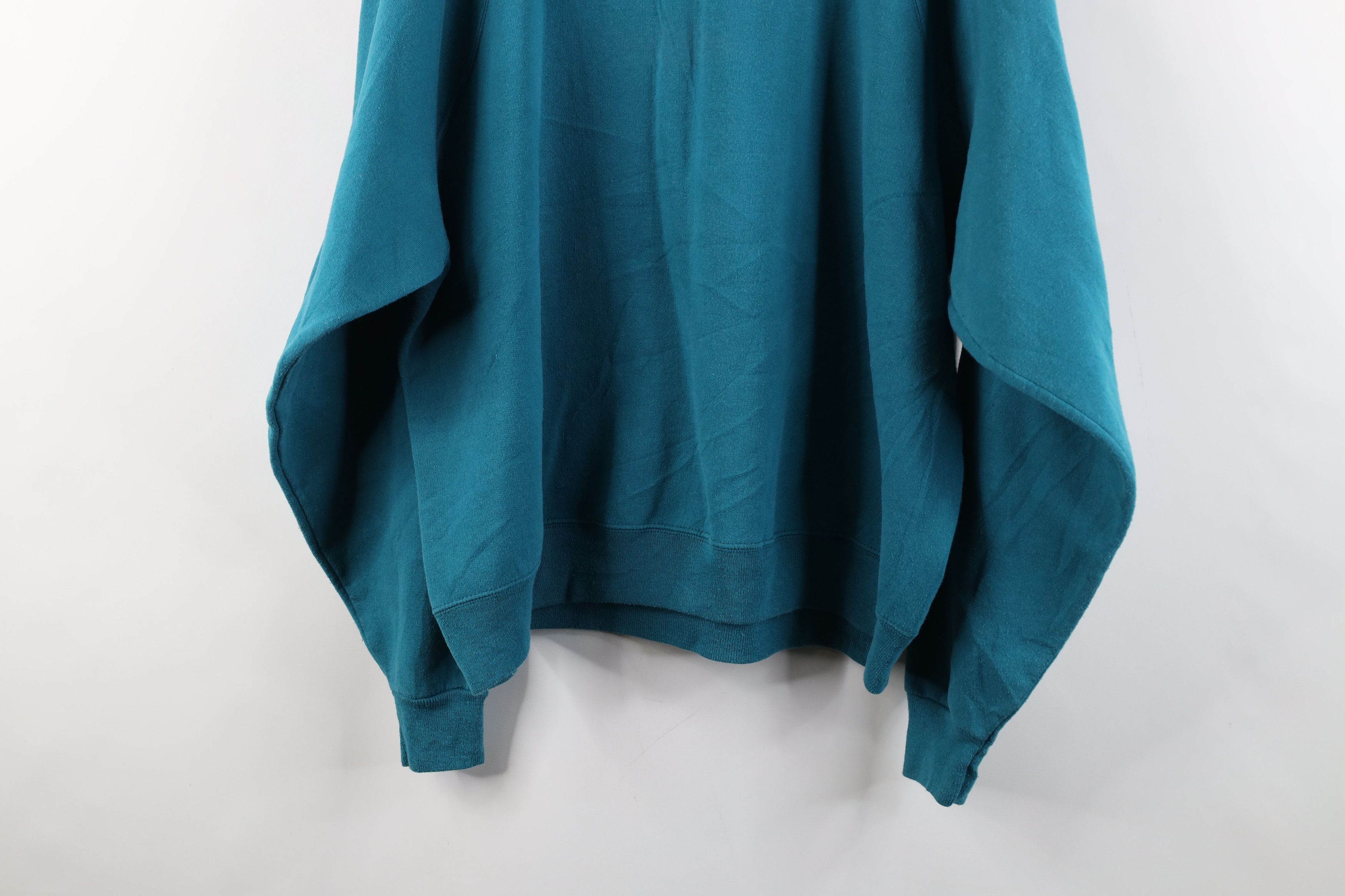 Vintage Vintage 90s Streetwear Blank Crewneck Sweatshirt Teal Size US XL / EU 56 / 4 - 11 Thumbnail